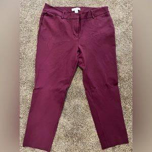 Liz Claiborne burgundy ponte pants, size 14